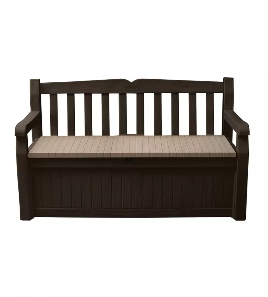 PANCHINA CASSAPANCA KETER "EDEN STORAGE BENCH" IN RESINA MARRONE, 140X60X84 CM